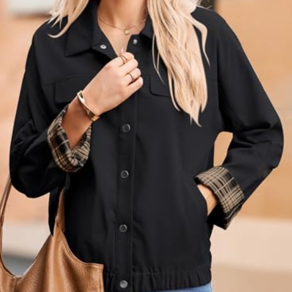 Oversized Snap Button Varsity Jacket Lightweight … - image 6